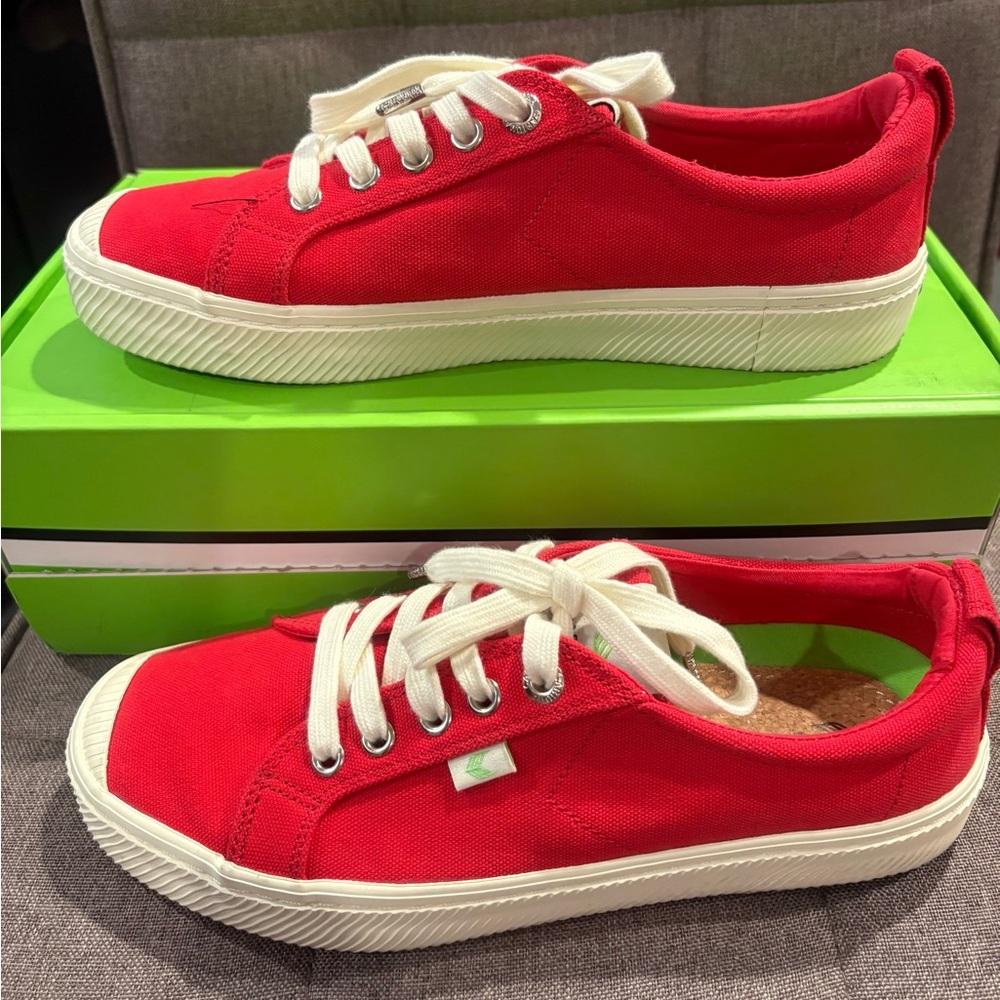 Cariuma Red Canvas Sneakers with White Laces